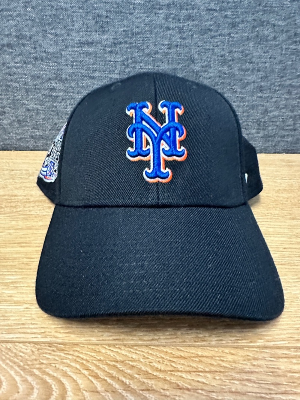 New Era Black Mets Cap with Blue & Orange NY Logo